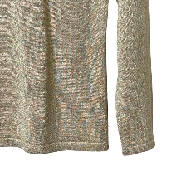 Talbots Metallic Gold Size Small Petite Mock Neck Knit Top Shirt - Picture 3 of 7